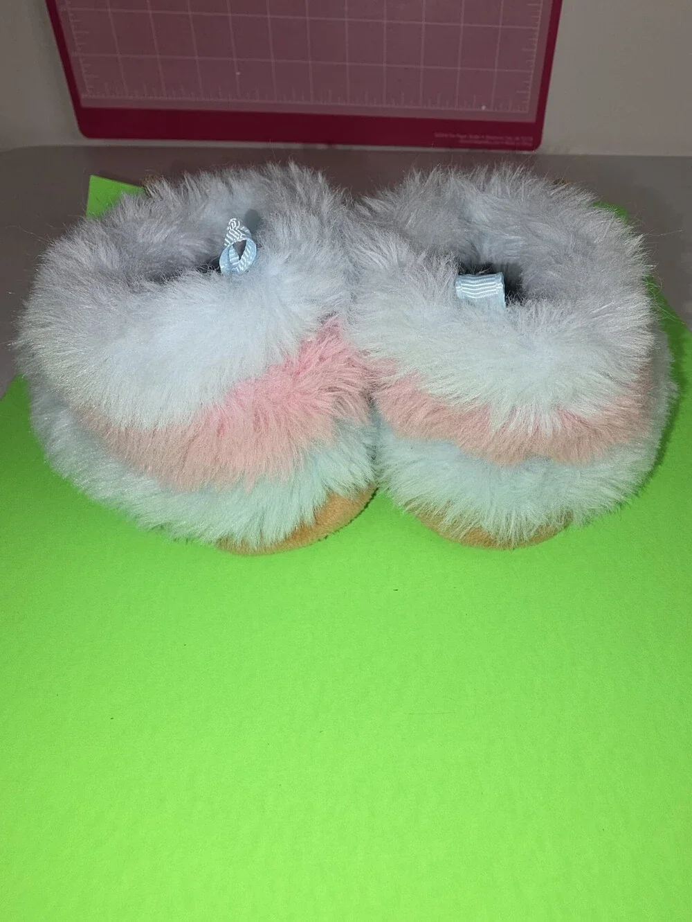 wonder nation Plush Unicorn Bootie Slippers Light Blue & Pink Gold Horn Sz 3